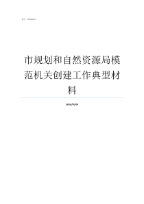市规划和自然资源局模范机关创建工作典型材料区规划和自然资源局