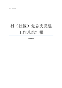 村社区党总支党建工作总结汇报党总支可以表彰党员吗