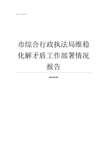 市综合行政执法局维稳化解矛盾工作部署情况报告维稳部署要求