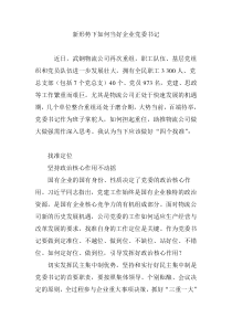 新形势下如何当好企业党委书记