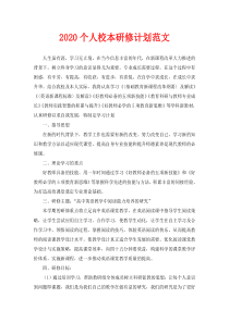 2020个人校本研修计划范文