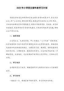 2020年小学党支部年度学习计划