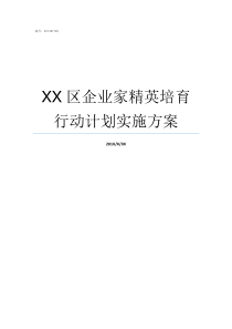 XX区企业家精英培育行动计划实施方案企业家精英俱乐部