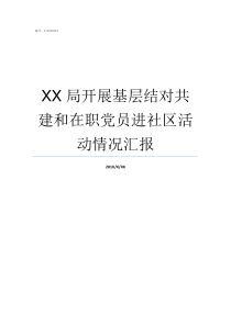 XX局开展基层结对共建和在职党员进社区活动情况汇报