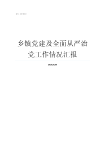 乡镇党建及全面从严治党工作情况汇报