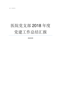 医院党支部2018年度党建工作总结汇报2019年党支部工作要点