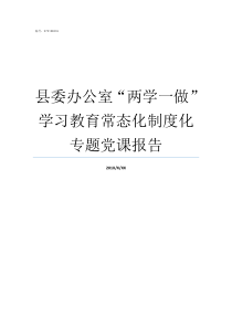 县委办公室两学一做学习教育常态化制度化专题党课报告