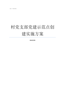村党支部党建示范点创建实施方案党支部示范点