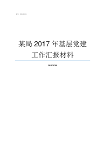 某局2017年基层党建工作汇报材料