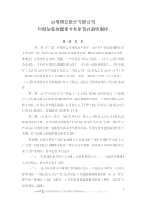 锡业股份：年报信息披露重大差错责任追究制度(XXXX年3月) XXXX-03-