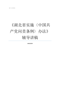 湖北省实施中国共产党问责条例办法辅导讲稿湖北省国六什么时候实施