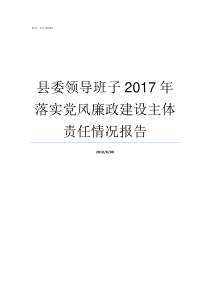 县委领导班子2017年落实党风廉政建设主体责任情况报告2019年市委领导班子