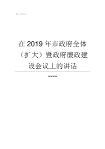 在2019年市政府全体扩大暨政府廉政建设会议上的讲话2019年阅兵全视频