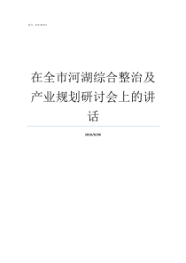 在全市河湖综合整治及产业规划研讨会上的讲话合德镇河湖专项整治