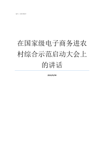 在国家级电子商务进农村综合示范启动大会上的讲话