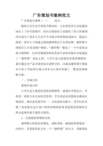 广告策划书案例范文
