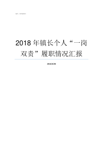 2018年镇长个人一岗双责履职情况汇报