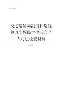 交通运输局副局长巡视整改专题民主生活会个人对照检查材料交通运输部领导班子