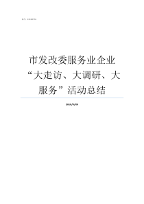 市发改委服务业企业大走访大调研大服务活动总结发改委服务业办公室