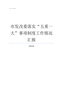 市发改委落实五重一大事项制度工作情况汇报市发改委