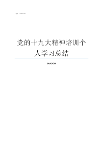党的十九大精神培训个人学习总结党十九精神培训小结