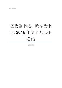 区委副书记政法委书记2016年度个人工作总结