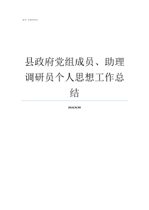 县政府党组成员助理调研员个人思想工作总结县政府党组成员有几人