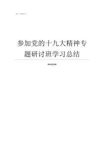 参加党的十九大精神专题研讨班学习总结