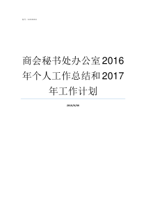 商会秘书处办公室2016年个人工作总结和2017年工作计划