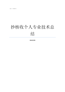 抄核收个人专业技术总结全国专业技术