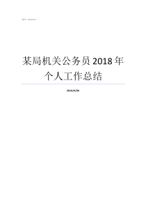 某局机关公务员2018年个人工作总结