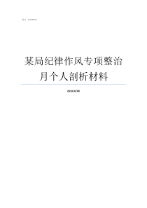 某局纪律作风专项整治月个人剖析材料