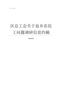 区总工会关于返乡农民工问题调研信息约稿返乡小农民