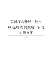 公司深入开展转作风nbsp提质效nbsp促发展活动实施方案深入开展纪律作风转变年