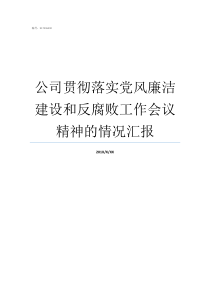 公司贯彻落实党风廉洁建设和反腐败工作会议精神的情况汇报贯彻落实党风廉洁建设情况