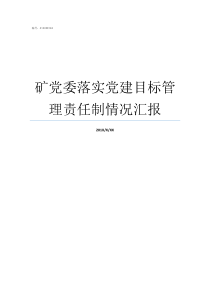 矿党委落实党建目标管理责任制情况汇报党委党建目标责任
