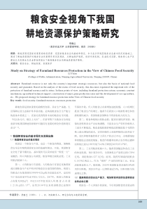 粮食安全视角下我国耕地资源保护策略研究