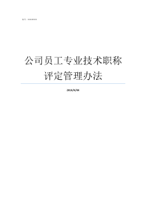 公司员工专业技术职称评定管理办法