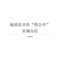 地质队井队四公开实施办法地质调查井