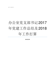 办公室党支部书记2017年党建工作总结及2018年工作打算