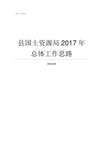 县国土资源局2017年总体工作思路