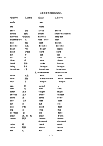高中不规则动词过去式和过去分词表