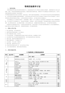 物理化学生物初中物理实验教学计划(含进度表)