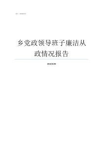乡党政领导班子廉洁从政情况报告