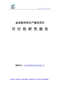 盐差能利用生产建设项目可行性研究报告