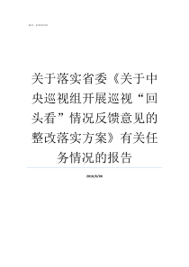 关于落实省委关于中央巡视组开展巡视回头看情况反馈意见的整改落实方案有关任务情况的报告省委全面落实