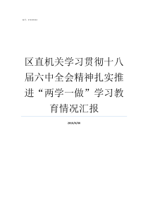 区直机关学习贯彻十八届六中全会精神扎实推进两学一做学习教育情况汇报