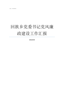 回族乡党委书记党风廉政建设工作汇报