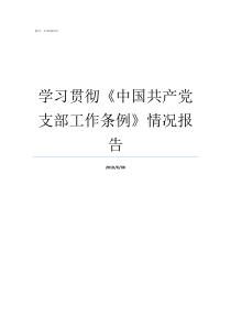 学习贯彻中国共产党支部工作条例情况报告
