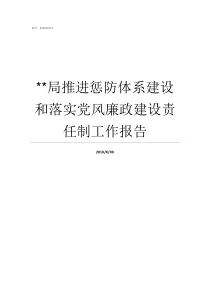 局推进惩防体系建设和落实党风廉政建设责任制工作报告